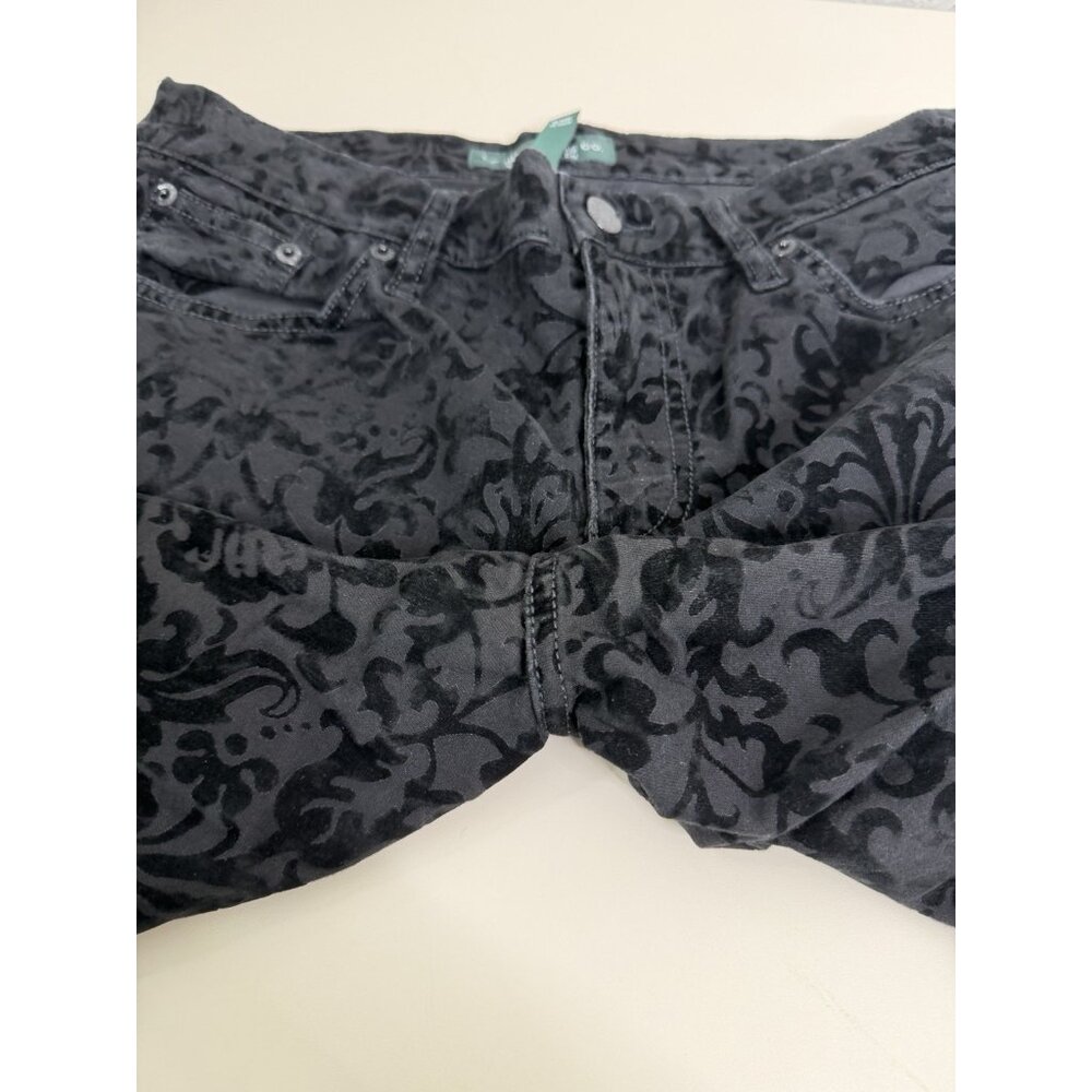 Lauren Ralph Lauren Sz 8 (Actual 30x30) Velvet Floral Pants Straight Stretch EUC - Picture 5 of 11